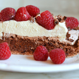 Double Chocolate Pavlova with Marscapone Whipped Cream & Raspberries