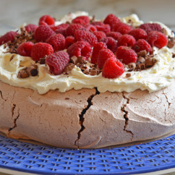 Double Chocolate Pavlova with Mascarpone Cream & Raspberries