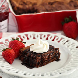 Double Chocolate Strawberry Gooey Butter Cake
