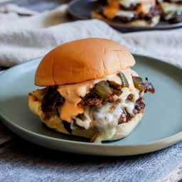 Double Stacked Green Chile Queso Burgers