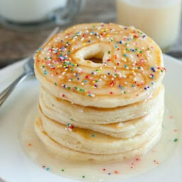 Doughnut Pancakes with Doughnut Glaze Syrup