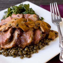 Duck with Red Wine Mushroom Sauce and Lentils