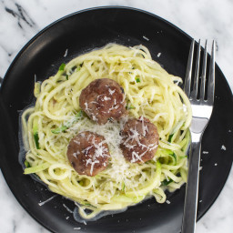 Easy 'Alfredo' Zoodles with Turkey-Bacon Meatballs