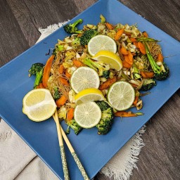 Easy Asian Vegetable Stir fry Rice Noodles Recipe