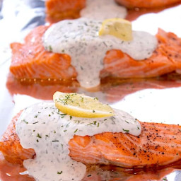 Easy Baked Salmon with Lemon Dill Sauce