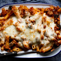 Easy Baked Ziti with Sausage and Baby Kale