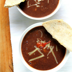 Easy black bean soup with quesadilla dippers
