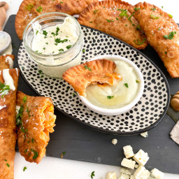 Easy Buffalo Chicken Dip Empanadas (with a whipped blue cheese and honey)