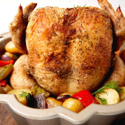 Easy Bundt Pan Roasted Greek Chicken and Vegetables