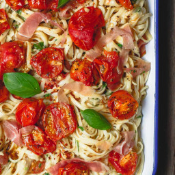 Easy Carbonara Recipe with Roasted Tomato and Prosciutto