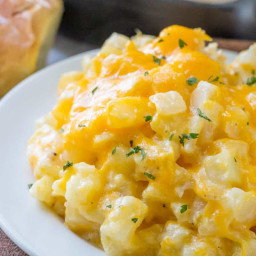 Easy, cheesy and a family favorite these Crockpot Cheesy Potatoes are a no-