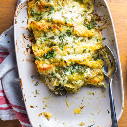 Easy Chicken, Kale and Goat Cheese Enchiladas