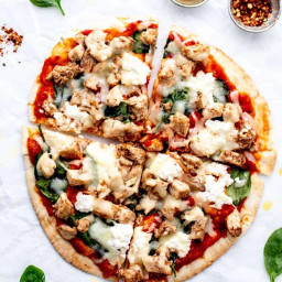 Easy Chicken Spinach Pita Pizza
