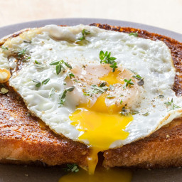 Easy Croque-Madame (Ham and Grilled Cheese Sandwich with Fried Egg)