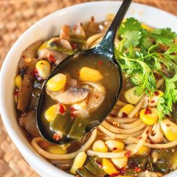 Easy Hot and Sour Soup with Noodles and Sweet Corn Recipe