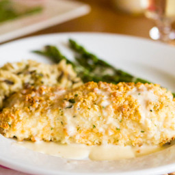 Easy macadamia crusted halibut with quick lemon butter cream sauce