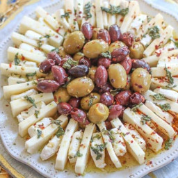 Easy Marinated Olives & Cheese Ring Appetizer