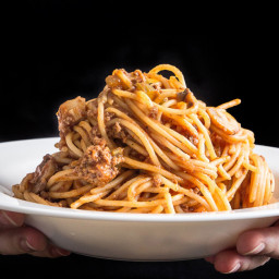 Easy One Pot Pressure Cooker Spaghetti Bolognese