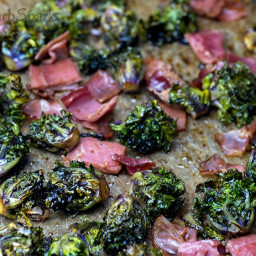 Easy Oven Roasted Keto Kale Sprouts with Bacon