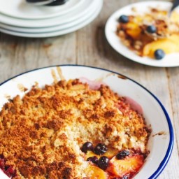 Easy Paleo Peach Cobbler with Blueberries