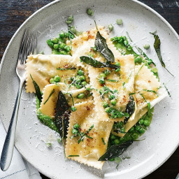 Easy peasy pea and mascarpone ravioli with sage burnt butter