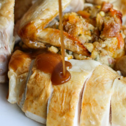 Easy Roast Chicken with Apricot Pinenut Stuffing