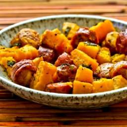 Easy Roasted Winter Squash and Sausage with Herbs