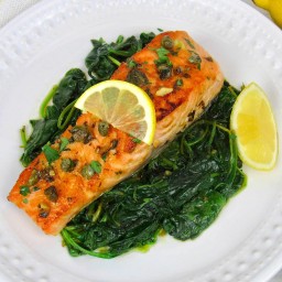 Easy Salmon Piccata with Spinach