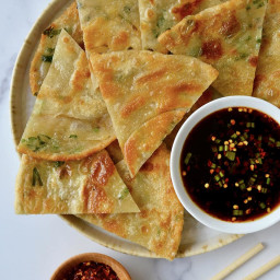 Easy Scallion Pancakes with Soy Dipping Sauce