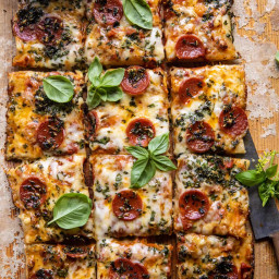 Easy sheet pan Tomato Herb Pizza