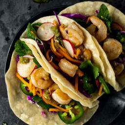 Easy Shrimp Tacos with Spicy Asian Salsa