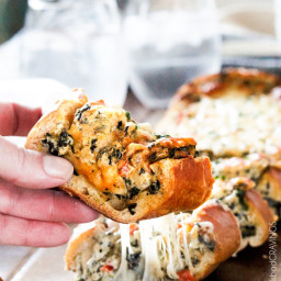 Easy Spinach Dip Stuffed French Bread