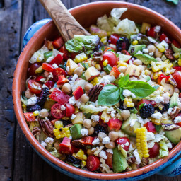 Easy Summer Herb and Chickpea Chopped Salad with Goat Cheese.