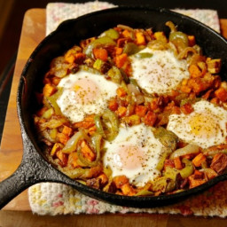 Easy Sweet Potato and Pepper Hash With Eggs Recipe