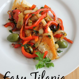 Easy Tilapia with Olives and Peppers