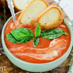Easy Tomato Bisque Soup Recipe with Fresh Basil, Thyme and Parsley