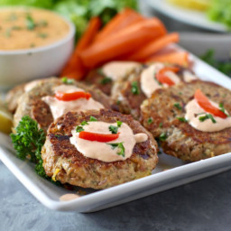 Easy Tuna Cakes with Roasted Red Pepper Mayo