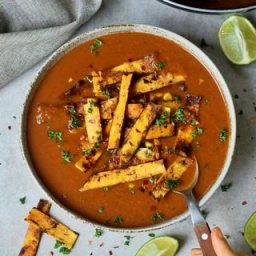 Easy Vegan Tortilla Soup | With Homemade Chips