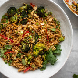 Easy Weeknight Peanut Noodles with Roasted Broccoli.