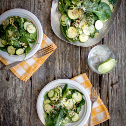 Easy Zucchini Carpaccio with Spinach and Basil Salad