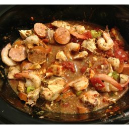Easy Crockpot Chicken, Sausage and Shrimp Gumbo