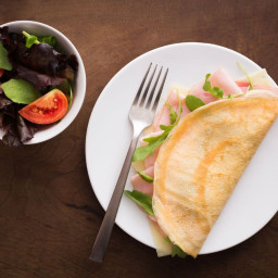 Egg and ham crepes with gruyere