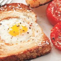 Egg in a Hole with Broiled Tomatoes