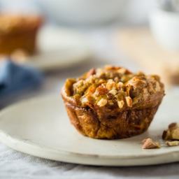 Egg Muffins with Maple Sweet Potato Noodles, Bacon and Almond Butter