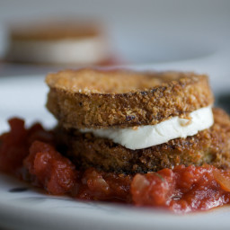 Eggplant and Goat-Cheese Sandwiches with Tomato Tarragon Sauce