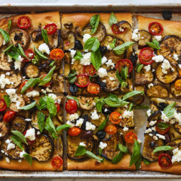 Eggplant Focaccia With Ricotta and Olives