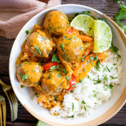 Eggplant Meatballs in Coconut Curry Sauce