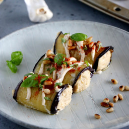 Eggplant Rolls filled with Roasted Garlic Hummus (Vegan, Gluten-Free)