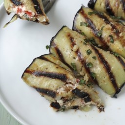 Eggplant Rolls with Goat Cheese, Roasted Pepper and Walnuts