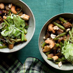 Eggplant Stir-Fry with Green Beans and Cashews